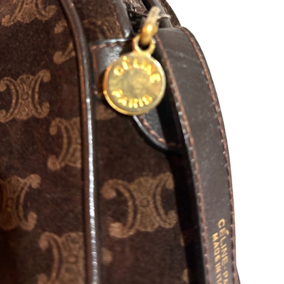 Celine vintage  signature print Chic brown suede  & leather  Crossbody Bag - Picture 6 of 11